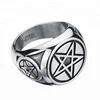 Retro Male Jewelry Casting Engraved Glossy Pentagram Symbol Ring