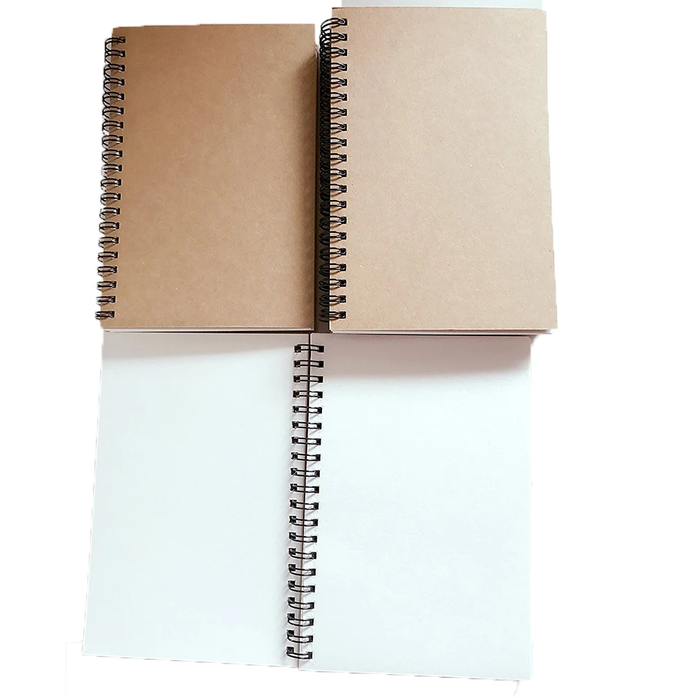 Wholesale Custom Print Brown Kraft Paper Sketch Book Sprial Notebook Notepad Exercise Book
