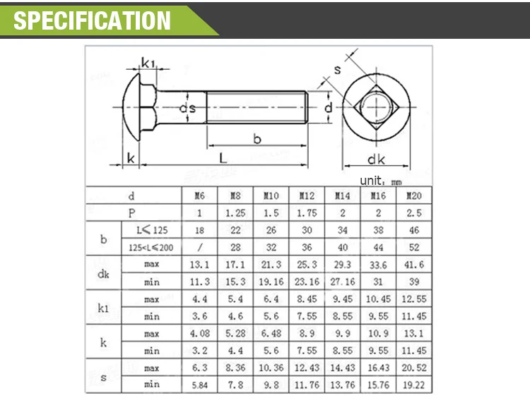 Various Specifications Round Head Square Thread Neck Bolt Buy Square