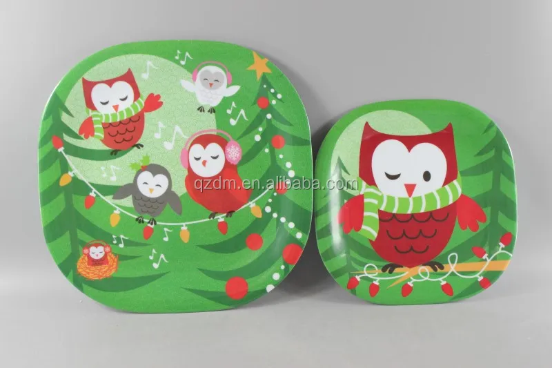 Square Melamine dinner plate ,Christmas Dishes , X'mas Food Plate