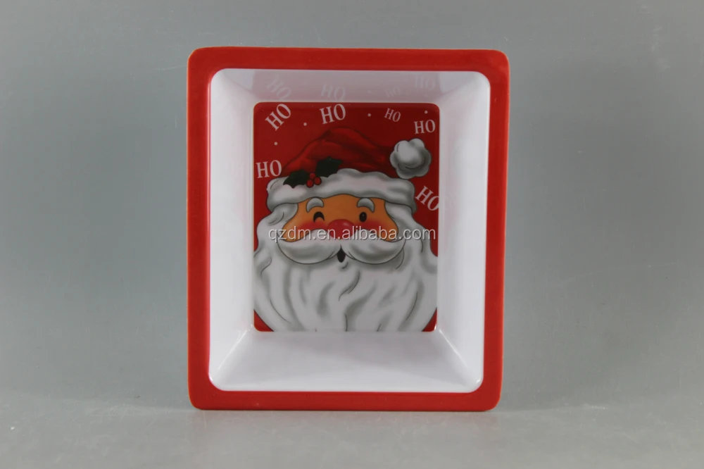 Christmas Melamine Chip Bowl/Xmas Chip And Dip Bowl