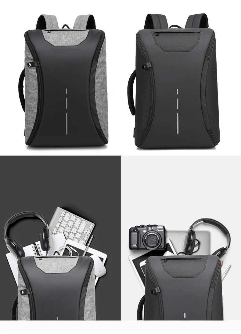 Water-resistant fashion anti thief stylish design men smart leisure USB charging laptop computer back pack bag backpack bagpack