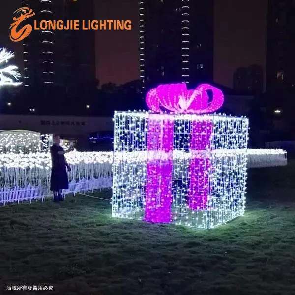 Outdoor Christmas Light Up Big 3d Gift Boxes Led Sculpture Light Buy