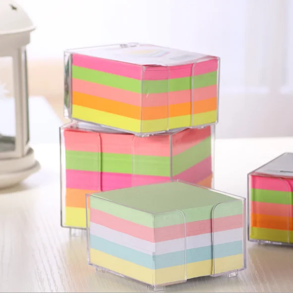 Fsc Certificated Loose Leaf Paper Memo Cube With Plastic Box /note Cube
