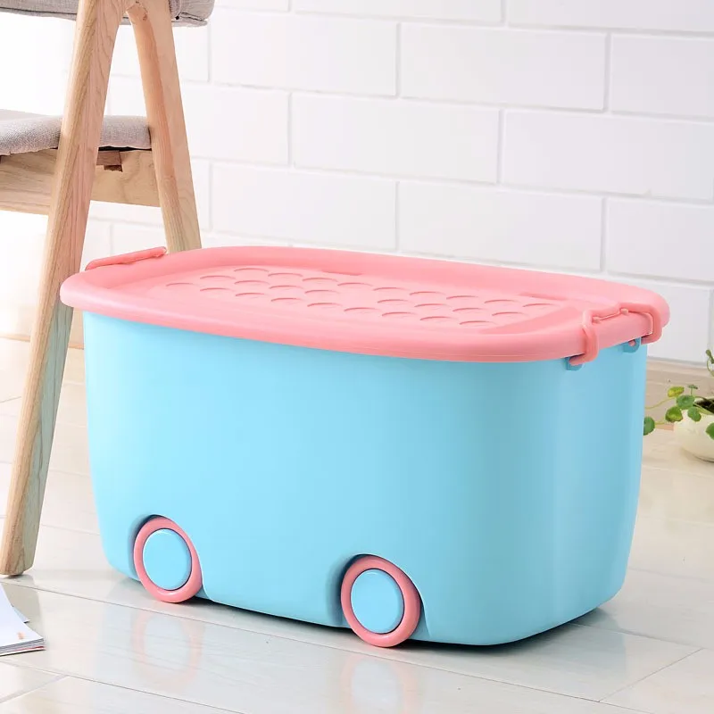 Factory made Plastic Storage Box With Wheels, Colorful storage container