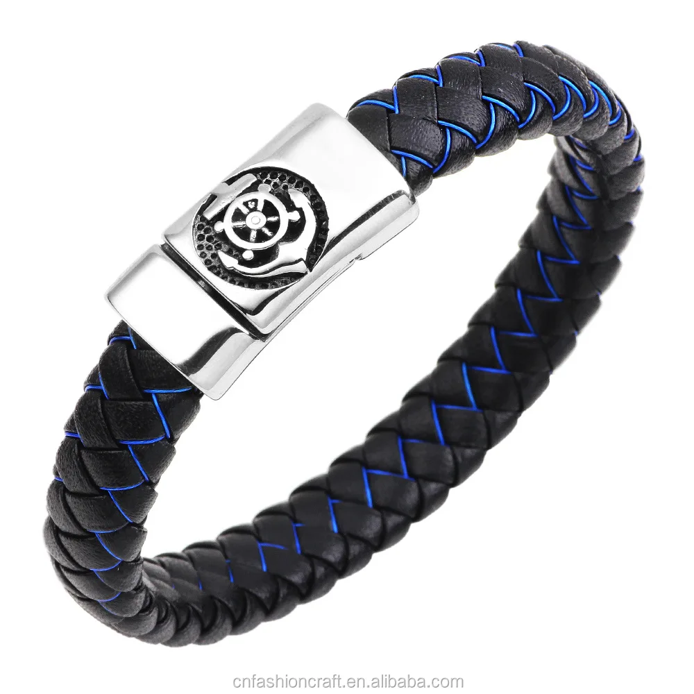 ヨーロッパトップブランドレザーブレードメンズアクセサリーステンレススチールアンカーメンズレザーブレスレット Buy Anchor Men S Leather Bracelets Leather Bracelet Europe Men Bracelet Product On Alibaba Com