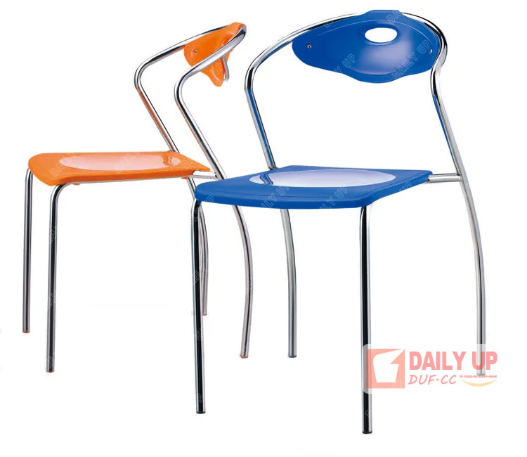 Various Color Stacking Dining Chair with PP Board Cheap Ergonomic Garden Chair with Steel Frame Best Web to Buy China