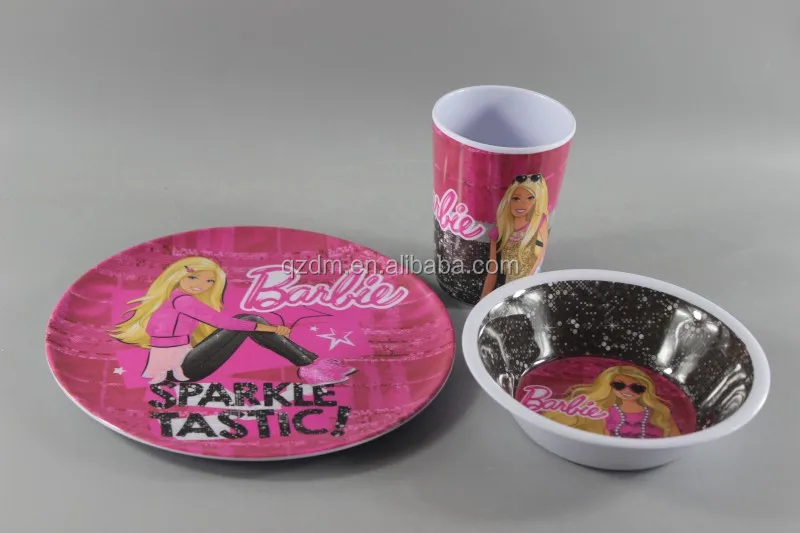 Customized 3pcs Melamine Kids dinner set FDA LFGB