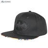 custom black embroidered flat visor brim bill snap back acrylic polyester caps hats