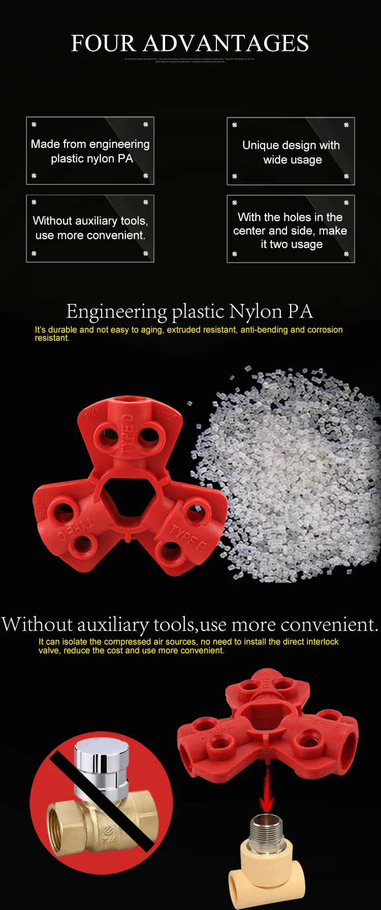 BOSHI Oem Acceptable Red Pneumatic Quick Disconnect Lockouts