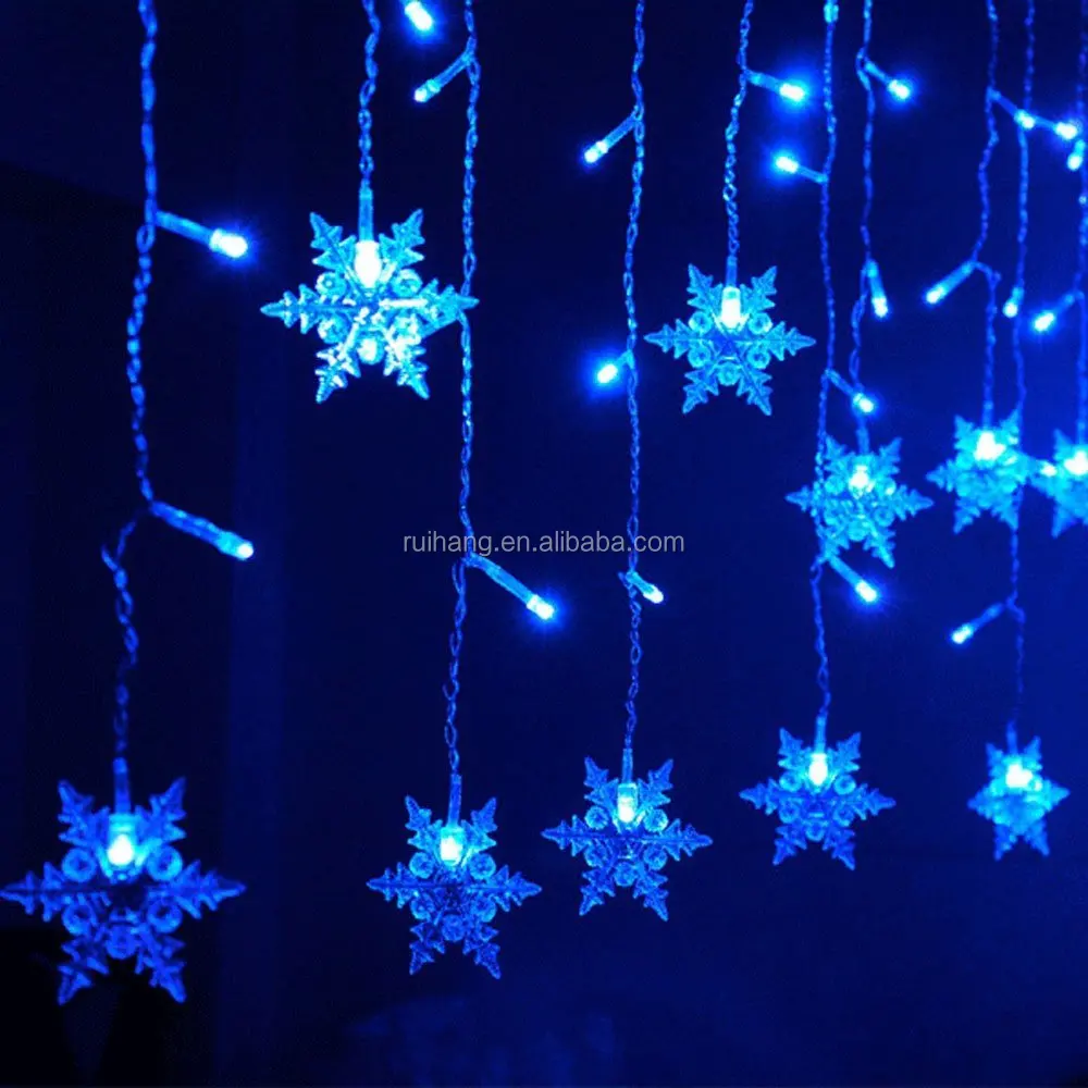 Led Fairy Lights Curtain Icicle Starry String Lights For Bedroom Christmas New Year Home Garden Wedding Snowflake Blue Buy Led Christmas Lights