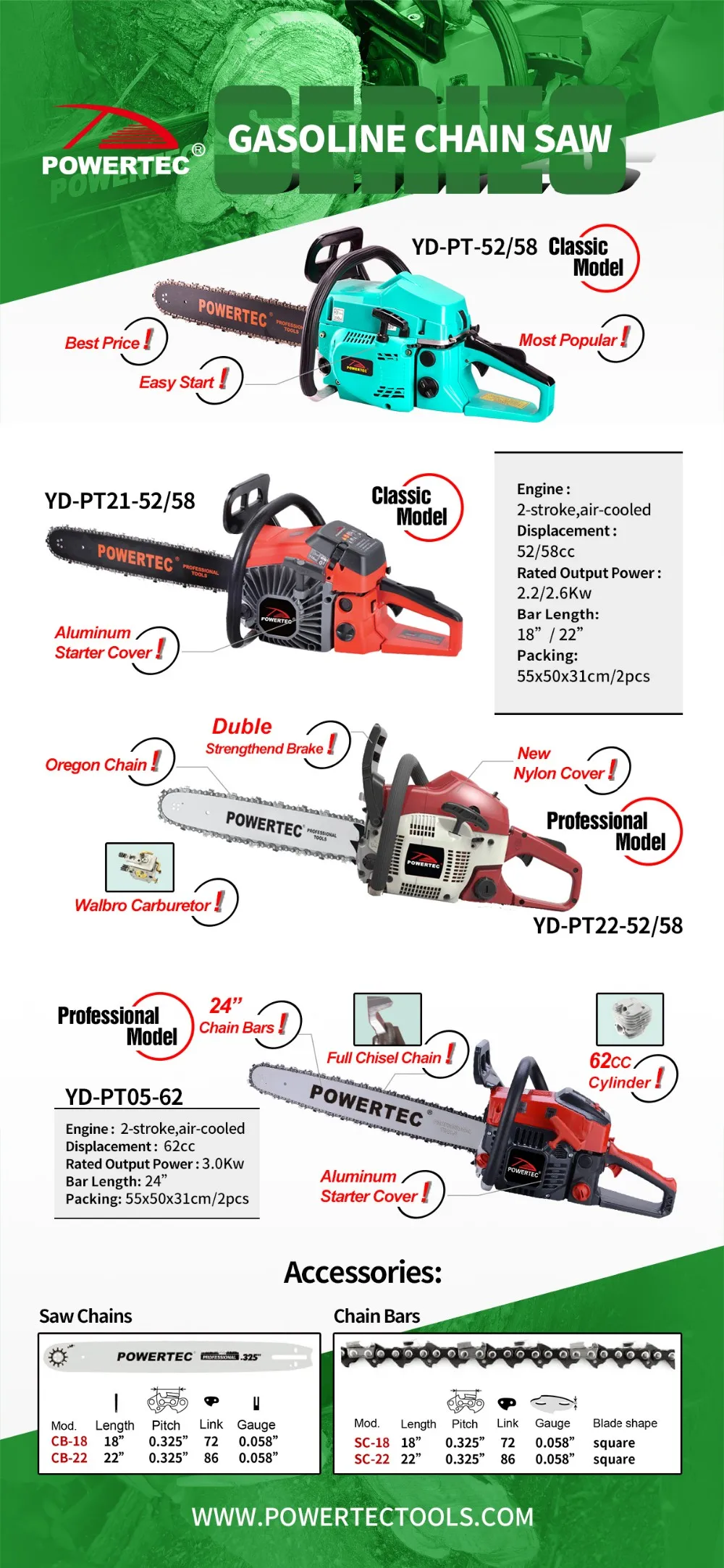 Powertec 2.6kw 2stroke Gas Chainsaw 5800 Chainsaw Buy Gas Chainsaw,2