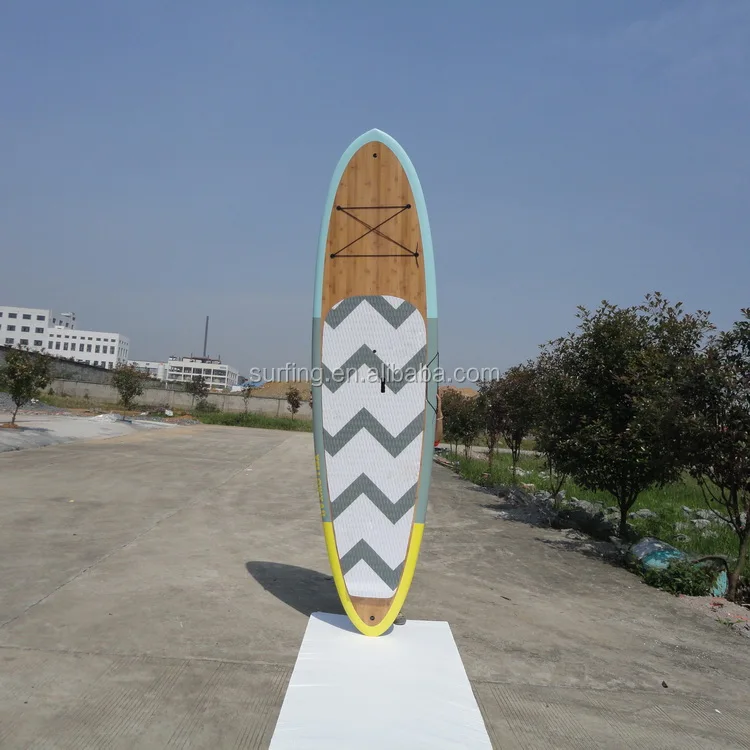 Eps Foam Bamboo Stand Up Paddle Board With Waved Deck Pad Buy Foam Stand Up Paddle Board