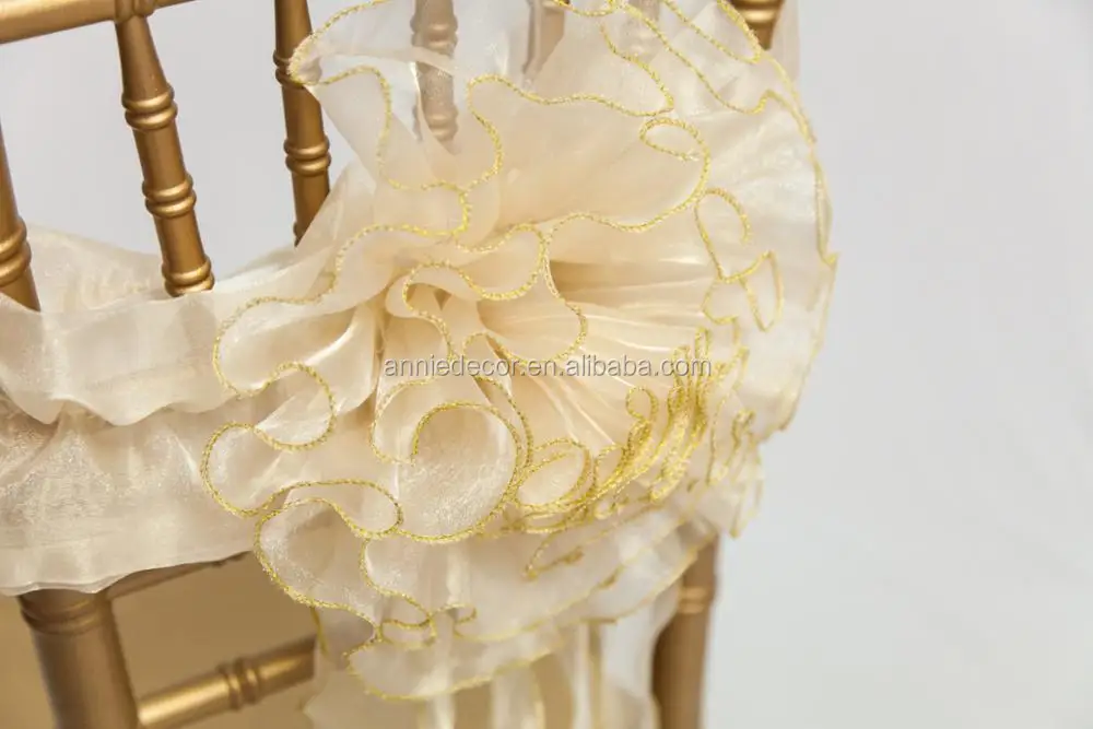 Beautiful organza flower shaped chiavari wedding chair cover