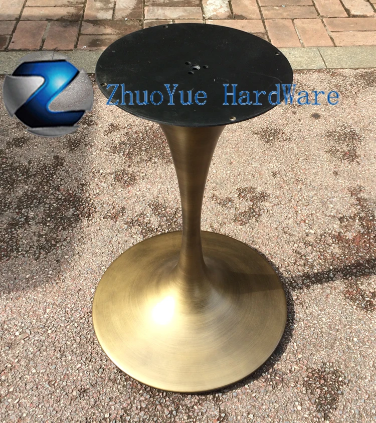 Antique style cast wrought iron table legs brushed bronze Round tulip table base For Eero Saarinen marble tulip dining Table