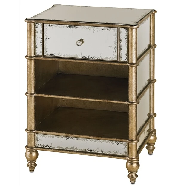 New Arrival antique gold finish mirrored chest besides mirrored--marble furniture for living room