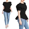 Summer clothing women ruffle short sleeve tunic ladies tops and blouses