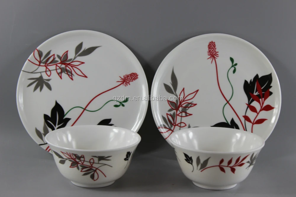 Flower Print Melamine Dinner Plate And Dinner Bowl For India Market