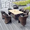 New Promotional Coffee Square Shop Patio Garden Rattan Wicker Dining Table Set