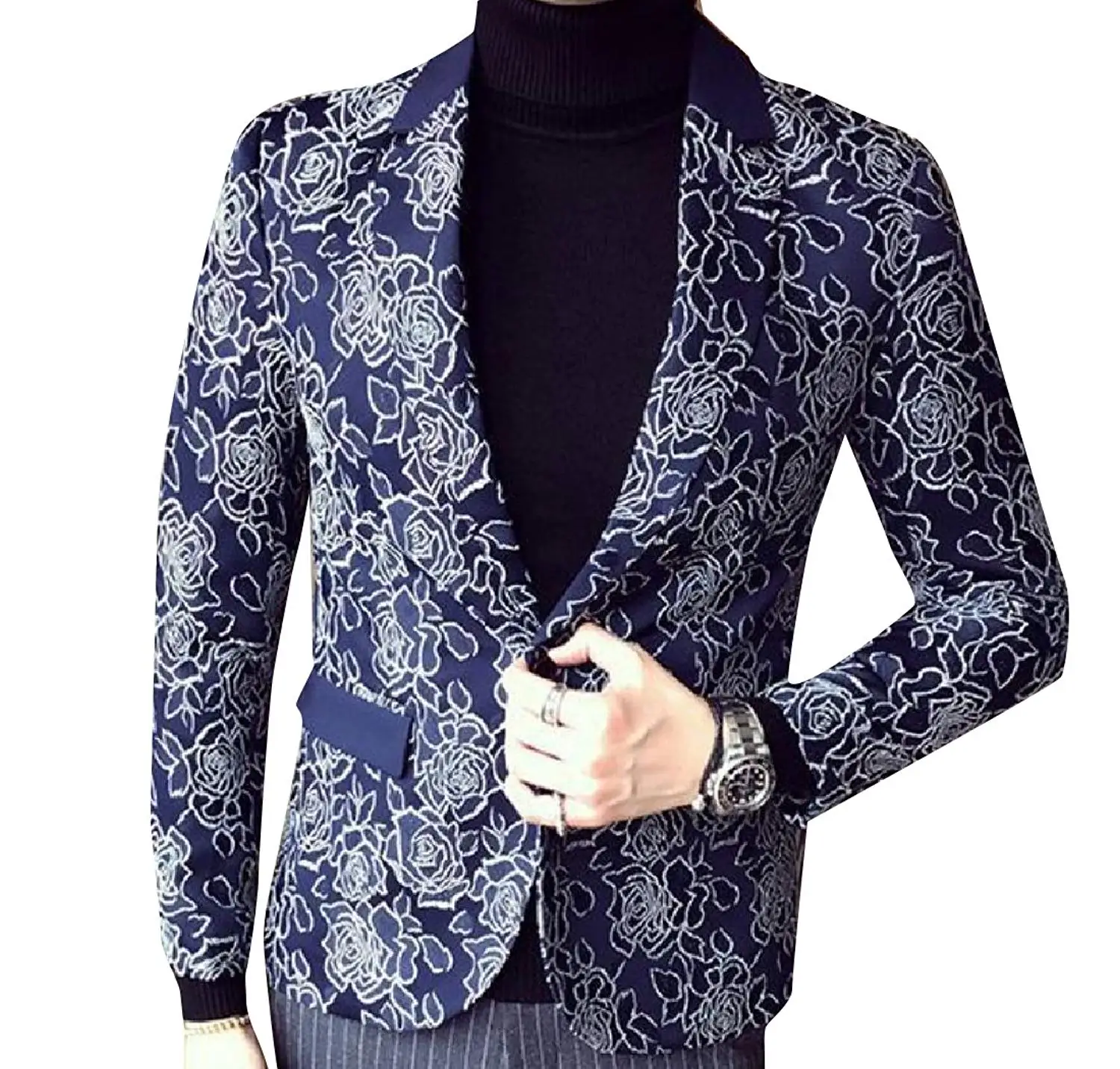 Whitive Men Regular Fit Floral Spring Button Front Formal Suit Vest