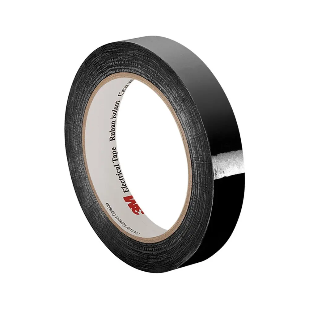 TapeCase 1350F-1B 0.563" x 72yd Black Polyester Film 3M Flame-Retardant Tape 1350F-1, 266 degrees F Performance Temperature, 0.0025" Thickness, 72 yd Length, 0.563" Width