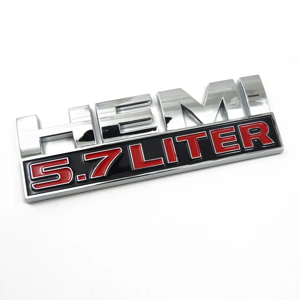 2PCs zorratin HEMI Matte Black wih red 5.7 LITER Chrome 3D Side Pillar Door Fender Trunk Emblem Badge Plate Decal with Sticker Set for Dodge Charger Ram 1500 Challenger Jeep Grand Cherokee