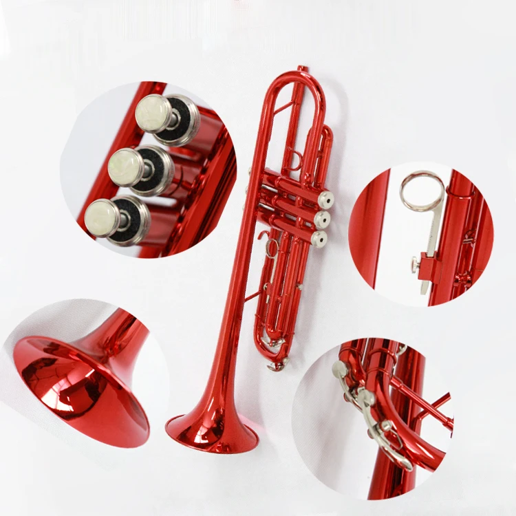 
Oem Trompeta Trompete High Grade Colorful Bb key Trumpet cheap price brass instrument wholesale chinese trumpet for beginner 