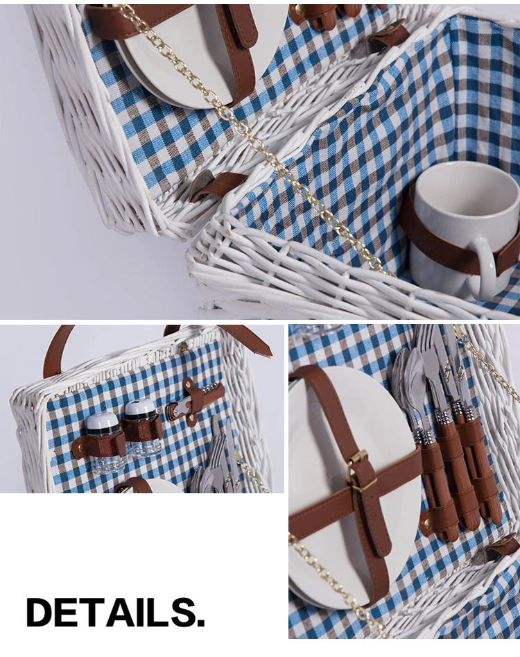 Woven Cane Wicker Willow Rectangle Christmas Gift Food Picnic Basket