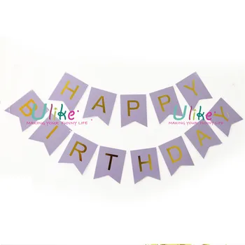 Pastel Gold Glittered Foil Happy Birthday Bunting Banner Garland