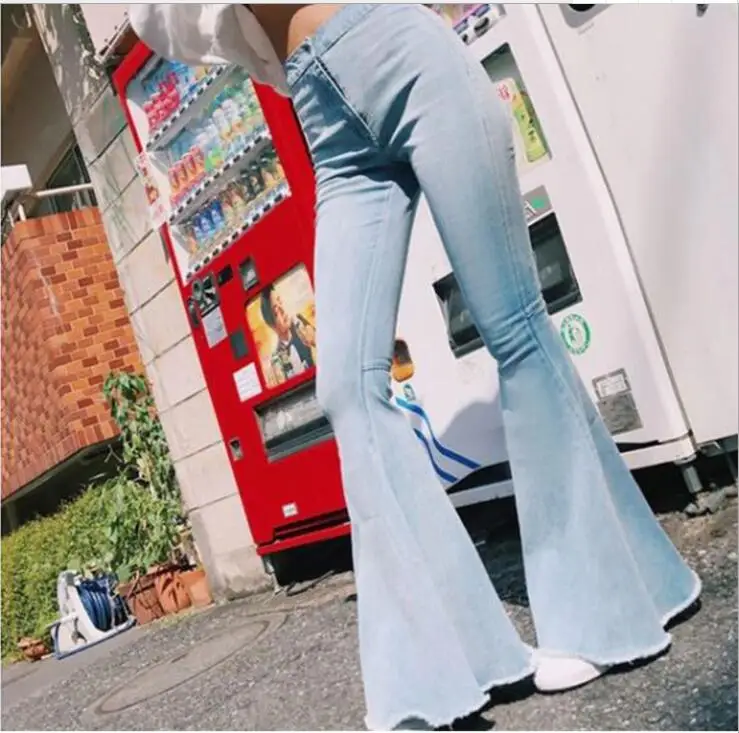 Jeans for Women,Ladies High Rise Flare Pants Button Stretchy Bell Jeans Casual Wide Leg Trousers with Pockets