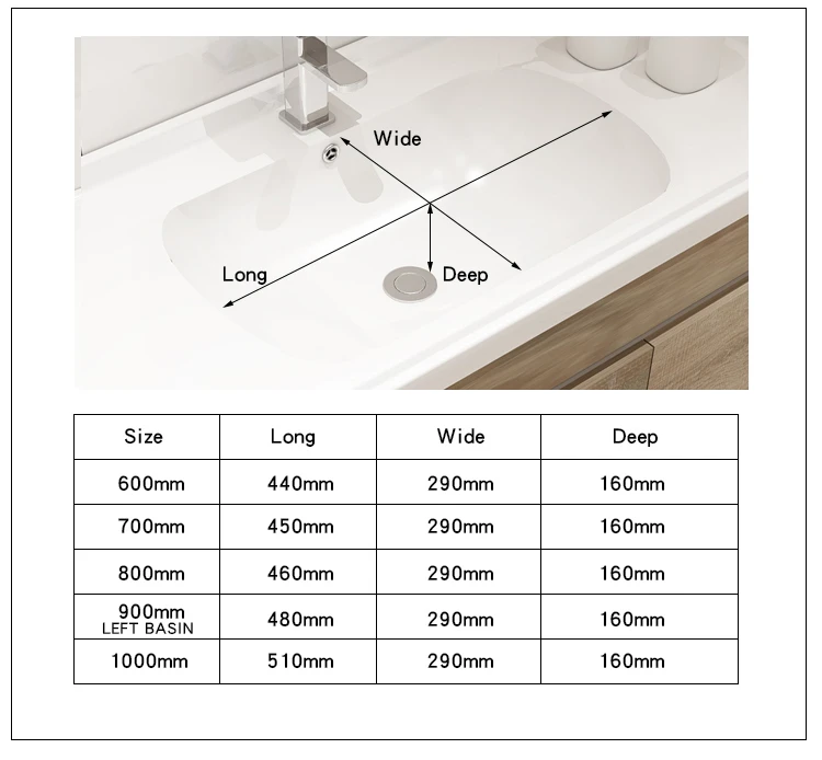 Made In China Hot Selling Veneer Color Sinks And Vanities With Side