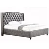 ware-resistand hot sale faux black leather bed with buttons