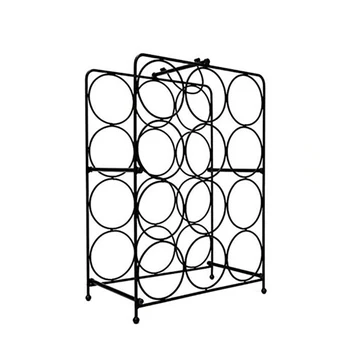 12 Bottle Floor Standing Iron Wire Wine Rack Display Rack Black