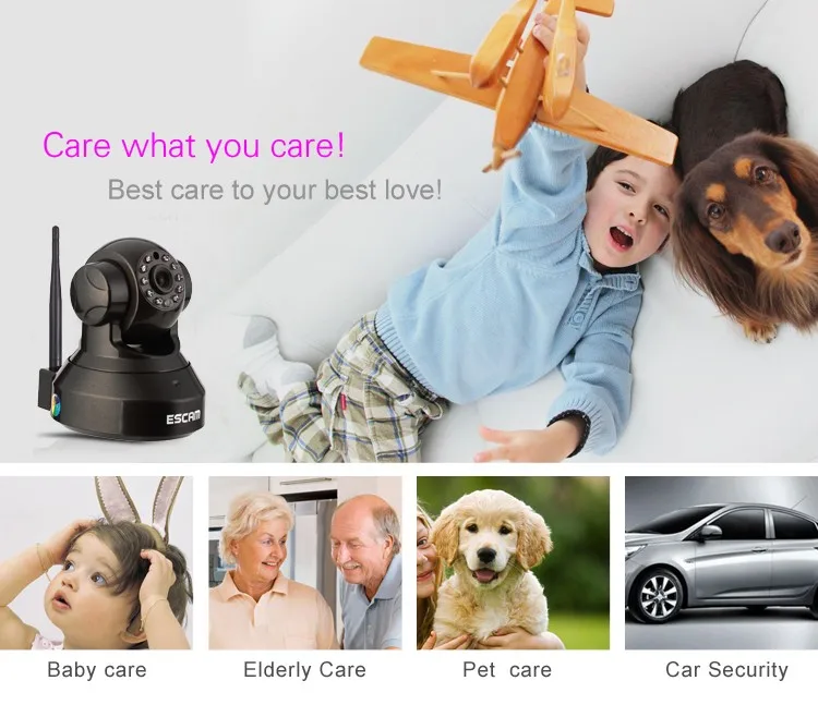 ESCAM QF100 Pearl 720P Mega Pixel P2P WIFI IR PT Network Camera
