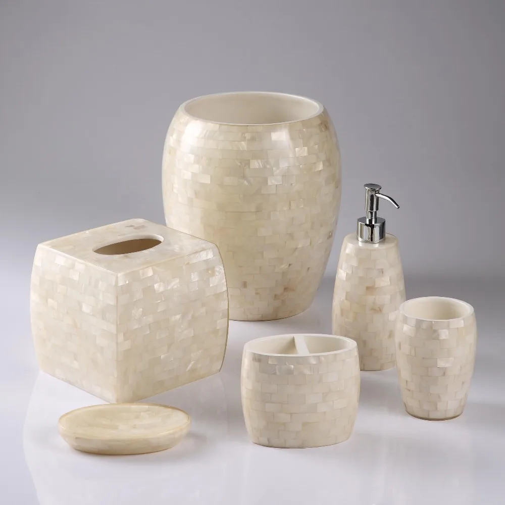 Ribbed Capiz Polyresin Bathroom Accessories Home Decor Set Buy