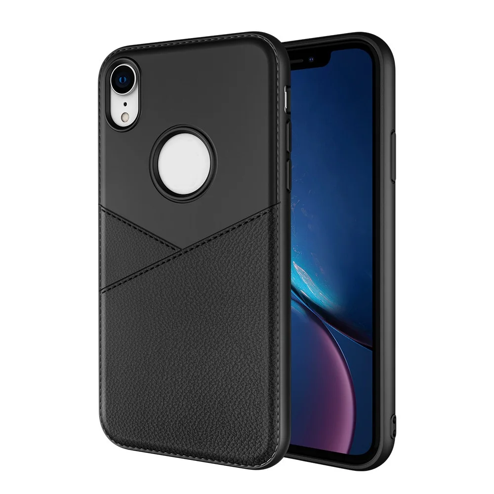 Slim Business Style Leather Pattern Case for iPhone XR Soft TPU Cover