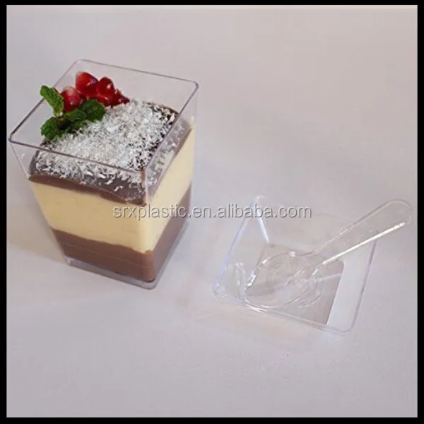 Cute Clear Plastic Square Parfait Cups 3oz 4oz Dessert Cup With Lids ...