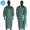 Yellow disposable PP SMS non woven sterile Isolation gown elastic cuff