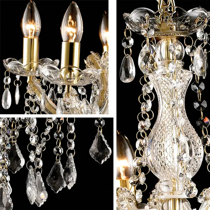Gold 5 way gothica fleish style crystal chandelie light (WH-CY-40)