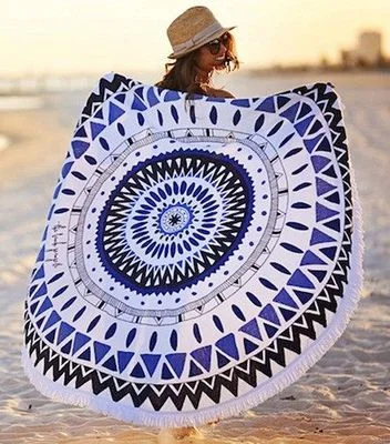 High quality round 100 % cotton  beach towel  made in china