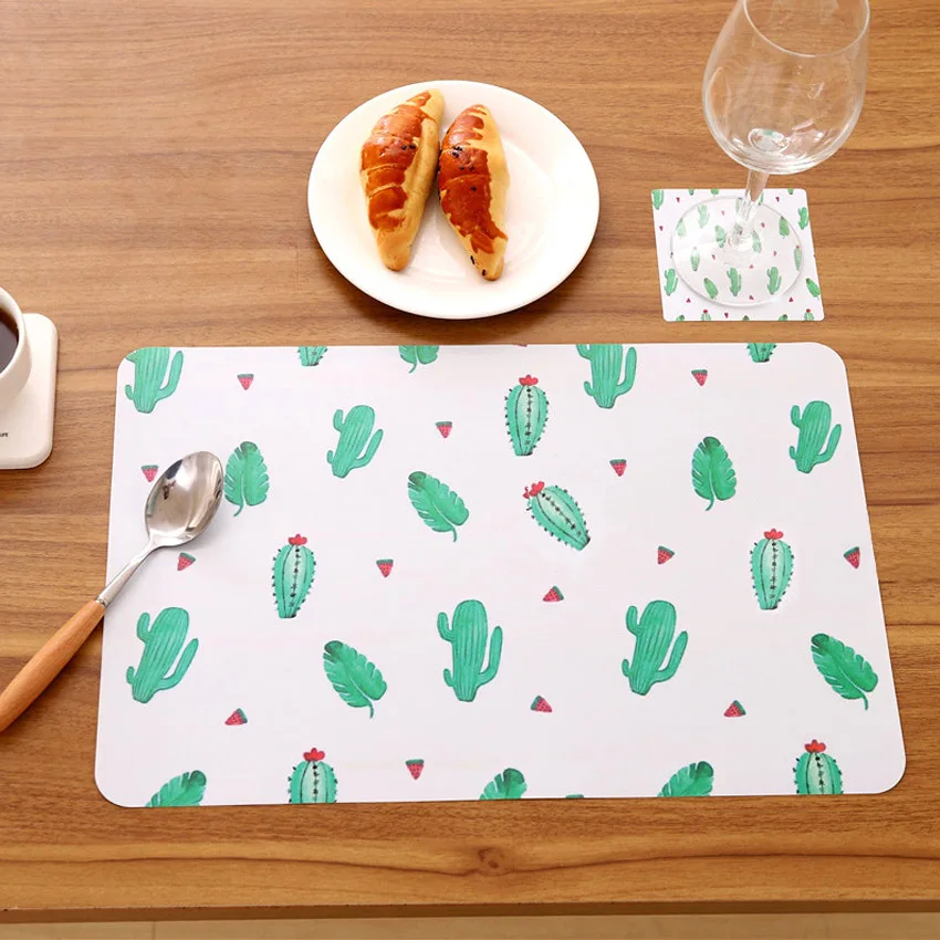 Recycled Plastic Cactus Printed Table Kitchen Waterproof Home