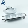 White Rectangle Seasoning Divider Ceramic Plate
