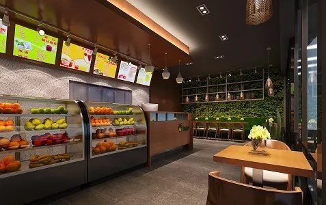 Customized Fruit Juice Bar Counter Design Showcase For Juice Shop - Buy ...