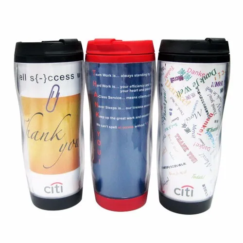 350ml Plastic Cup Double Wall with Paper Insert Cup