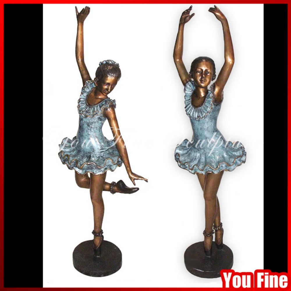 Grande Statue Ballerine En Bronze Et Pierre - Aubaho - 49cm - Sculpture Art Antique