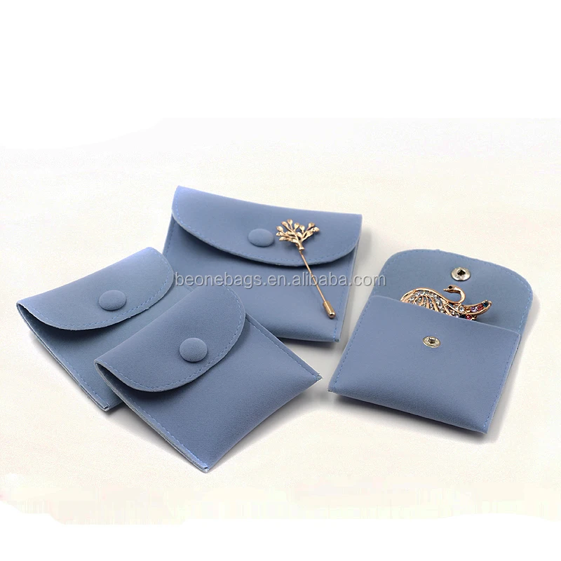 Small Microfiber Jewelry Pouch Jewelry Gift Bag Package With Snap