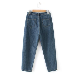 Women new fashion pants washed high waist casual denim jeans pants