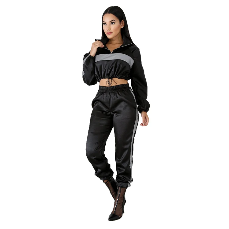 Supply Reflective Panelled Crop Top Tracksuit For Women - Buy ...