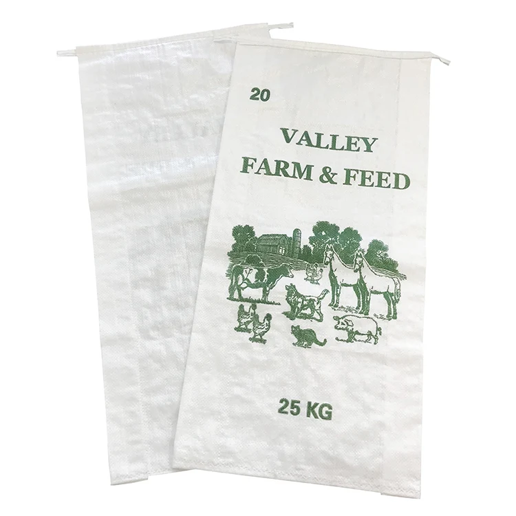 Egp 25kg 50kg Easy Open Top Woven Bag White Pp Woven Animal Feed Bag