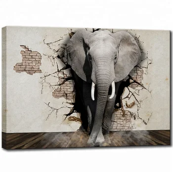 Large Framed Elephant Pictures Wall Decor An Elephant Coming Out Of The Wall Funny Animal Wall Art Buy Elephant Canvas Wall Art Elephant Prints Art Elephant Posters For Wall Product On Alibaba Com